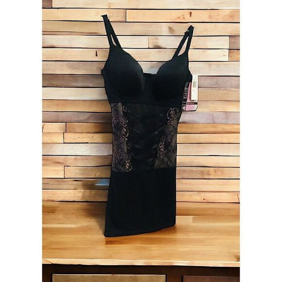 Fit Smoothing Shaping Slip Tummy Control Black Size M “All Cinched Up” - Picture 2 of 5